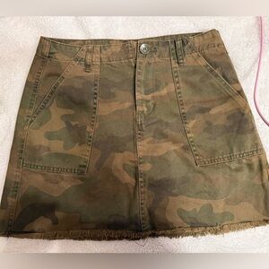 Blank NYC Camo Mini Skirt in Olive/Brown